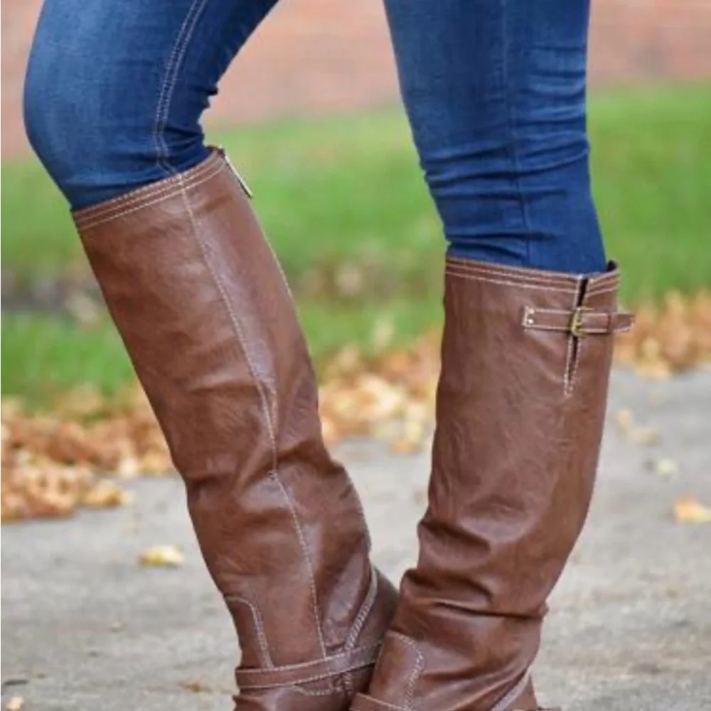 Breckelles Cognac Brown Over-The-Knee Riding Boots